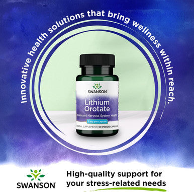 Swanson Lithium Orotate Antioxidant Mood Emotional Wellness Behavior Memory Support Supplement 5 mg 60 Veggie Capsules (Elemental Lithium)