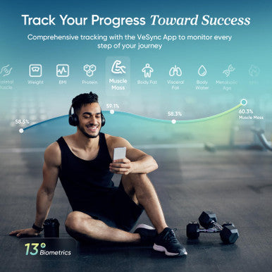 Etekcity Upgraded Smart Scale for Body Weight, FSA&HSA Eligible, Bathroom Digital Scale with BMI, Body Fat, Muscle Mass, 13 Metrics with a Large Display, Support Offline Mode and Apps Connection - Ash Black - 11 x 11 inches