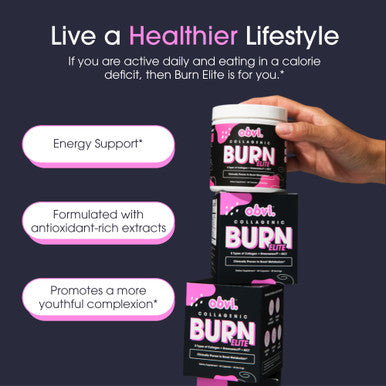 Obvi Burn Elite | Supports Metabolism Boost Energy and Focus | Supplement with Collagen and Green Tea | Supports Healthy Hair Skin Nails and Joints | 60 Capsules 30 Servings