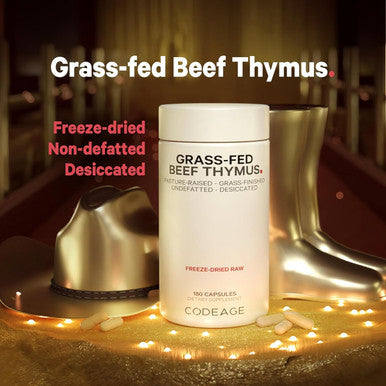 Codeage Grass Fed Beef Thymus Supplement Superfood ze Dried Non-Defatted Desiccated Thymus & Liver Pills Glandulars Meat Pasture Raised Beef Vitamins Non-GMO 180 Capsules