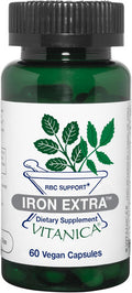 Vitanica Iron Extra Iron Supplement Enhanced Absorption with Vitamin C 500mg Methylfolate 400mcg B12 Vitamin 500mcg Calcium Yellow Dock Dandelion Root & Nettle Leaf Extract Vegan 60 Capsules