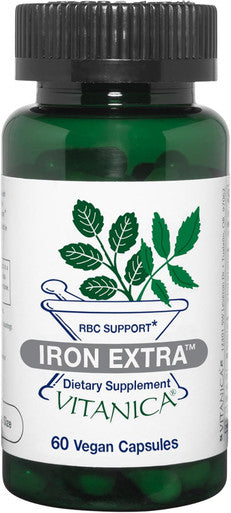 Vitanica Iron Extra Iron Supplement Enhanced Absorption with Vitamin C 500mg Methylfolate 400mcg B12 Vitamin 500mcg Calcium Yellow Dock Dandelion Root & Nettle Leaf Extract Vegan 60 Capsules