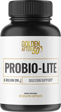 Golden After 50 ProbioLite Acid Reflux Relief and Probiotics for Men and Women 30 Gelatin Capsules 6 Billion CFU of Probiotics for Gut Health Support for Heartburn Gas Relief Indigestion