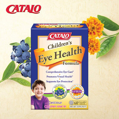 CATALO Childrens Eye Health Formula Vision Support with European Bilberry Extracts Eyebright Extracts Lycopene Lutein Zeaxanthin Taurine and Zinc 60 Blueberry Flavor Chewable Tablets