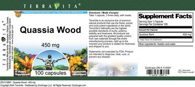 Terravita Quassia Wood - 450 Mg (100 Capsules, Zin: 510997)