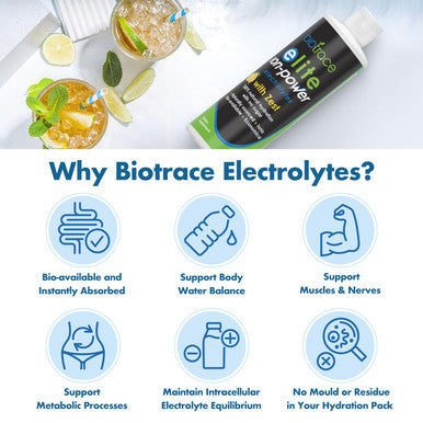 BioTrace Elite Zest Electrolyte Drops | 0 Calories 0 Sugar Rapid Hydration, Workout, Muscle Recovery | Trace Minerals Electrolytes Supplement | 30%+ More Potassium Magnesium Chloride | 4 Fl Oz