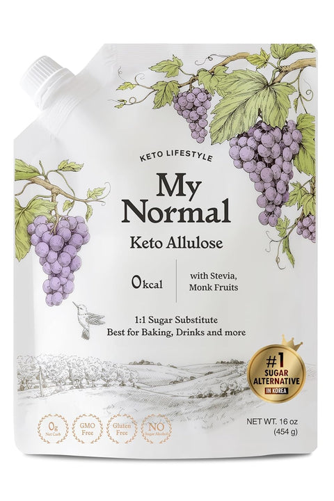My Normal Keto Allulose 17.10 oz - Allulose 99.52%, Monk Fruit, Stevia Blend Thin Syrup, Zero Calorie Sweetener, 1:1 Sugar Substitute, Low Glycemic, Gluten Free, Zero Net Carbs, Zero Sugar