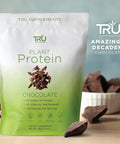 TRU Supplements Plant Based Protein Powder BCAA EAA 20g Vegan Brown Rice & Pea Protein 100 Calories 27 Vitamins No Artificial Flavors 25 Servings (Natural Chocolate Cream)