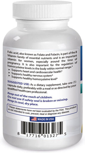 Best Naturals Folic Acid 800 mcg 240 Capsules