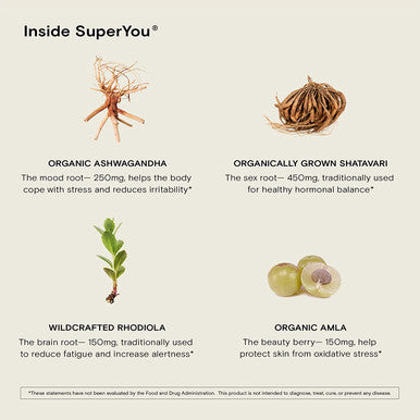 SuperYou & SuperHair by Moon Juice | SuperYou Natural Adaptogen Supplement for Calm & SuperHair Multivitamin Supplement for Healthier, Thicker Hair | Improve Overall Hair Health
