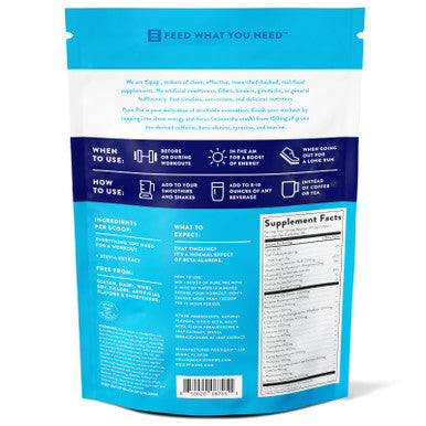 Equip Foods Pure Pre All Natural Pre-Workout Powder | Green Tea Caffeine Sea Salt EAA Vitamin C B6 B12 L-carnitine Agnine | Naturally Boosts Workouts | 30 Servings BlackBerry Lemon Caffeinated