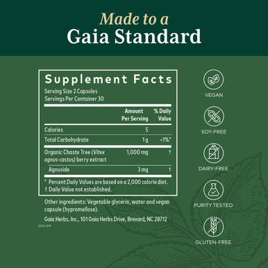 Gaia PRO Vitex Chaste Tree Berry - Herbal Supplements for Menstrual & Menopause Support - Supports Hormone Balance for Women - with Organic Chaste Tree - 60 Vegan Liquid Phyto-Capsules (30 Servings)