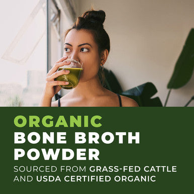 Left Coast Performance Organic Bone Broth Protein Powder from Grass Fed Beef - USDA Certified Organic Single Ingredient Rich in Collagen Glucosamine No Additives Perfect for Carnivore Paleo and Keto Diets 16oz