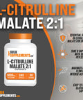 Bulksupplements.Com L-Citrulline Malate Capsules - L-Citrulline Dl-Malate 2:1, Citrulline Malate Supplement - Gluten Free, 8 Capsules Per Serving, 240 Capsules (Pack Of 1)