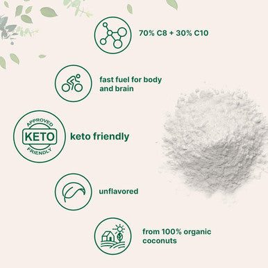 Micro Ingredients Organic MCT Oil Powder with Prebiotic Fiber1 Pound(16 Ounce) Fast Fuel for Body and Brain C8 MCT Oil for Coffee Creamer No GMOs Keto Diet Vegan