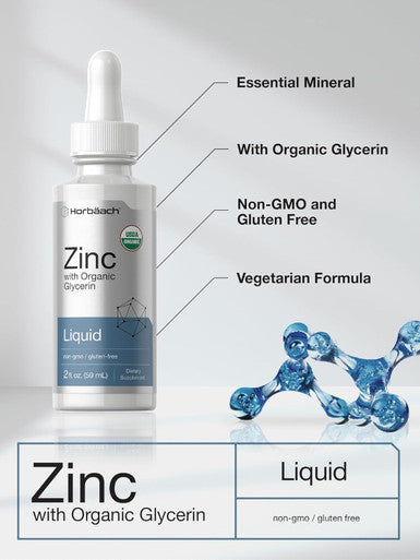 HorbAach Liquid Zinc Drops 2 Oz With Organic Glycerin Vegetarian, Non-Gmo, Gluten Supplement