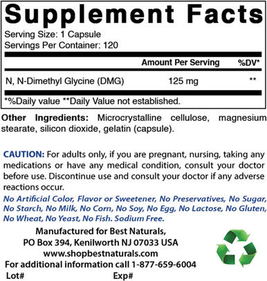 Best Naturals DMG 125 mg 120 Capsules (120 Count (Pack of 3))
