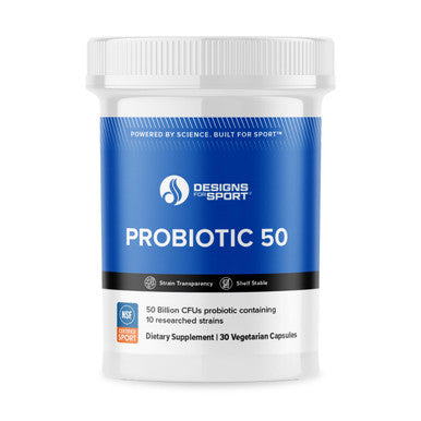 Designs for Sport Probiotic 50 - High-Performance Probiotic Supplement for Athletes* - Gut & Immune Support* - Shelf Stable - Dairy Soy & Gluten Free - 30 Vegetarian Capsules
