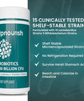 Upnourish Probiotics - 200 Billion Cfus, 15 Strains, Prebiotics & Enzymes - 60 Vegan Capsules