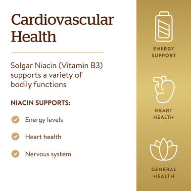 Solgar Niacin (Vitamin B3) 500 Mg 250 Vegetable Capsules - Cardiovascular Support - Energy Metabolism - Non-Gmo Vegan Gluten Free Dairy Free Kosher - 250 Servings
