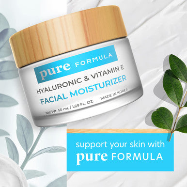 Pure Formula Hyaluronic Acid Vitamin E Facial Moisturizer Anti Aging Wrinkle Fine Lines Cream for Face and Eyes Hydrating Korean Made Facial Moisturizer Cream with Hyaluronic Acid Vitamin E