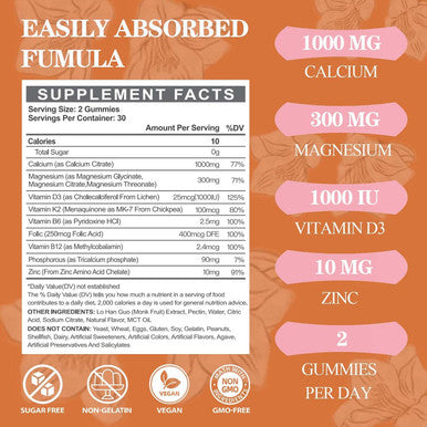 Edmmyliy Calcium Magnesium Zinc Supplement Gummies With Vitamin D3 K2 & B Complex For Women Men 1000Mg Calcium Citrate With Magnesium Gummies For Bone Muscles & Immune Support Sugar Free Vegan