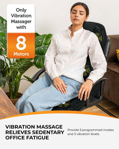 Coococo Massage Seat Cushion With Heat, Vibration Back Massager With 8 Vibrating Motors & 2 Levels Heat, Valentines Day Gifts For Her Him, Massage Chair Pad For Pain Relief