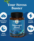 Natures Craft Herbal Adaptogen Mood Support Supplement - Calming Adaptogens Supplement for Stress & Cortisol Management with Ashwagandha Rhodiola Rosea & Maca Root - Vegan Non GMO & Daytime Friendly -120ct