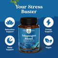 Natures Craft Herbal Adaptogen Mood Support Supplement - Calming Adaptogens Supplement for Stress & Cortisol Management with Ashwagandha Rhodiola Rosea & Maca Root - Vegan Non GMO & Daytime Friendly -120ct