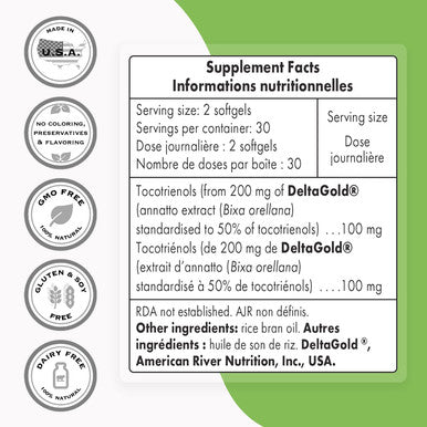 Supersmart Annatto Tocotrienols 100 mg Per Day Antioxidant Supplement Regulate Fat in The Blood Natural Active Form of Vitamin E NonGMO Gluten Free 60 softgels