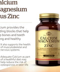 Solgar Calcium Magnesium Plus Zinc, 100 Tablets - Promotes Healthy Bones And Teeth - Supports Nerve & Muscle Function - Non Gmo, Vegan, Gluten Free, Dairy Free, Kosher, Halal - 33 Servings