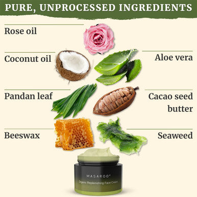 Masaroo Organic Face Cream & Face Moisturiser: Natural Moisturiser Face Women & Men - Face Cream Women for Day & Night - Anti Aging Cream with Vitamin C E & Natural Collagen 100g