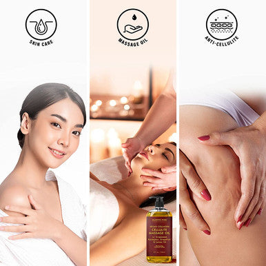 MAJESTIC PURE Cellulite Massage Oil - with Vegan Collagen & Stem Cells, Unique Blend of Massage Essential Oils - Anti Cellulite Oil Improves Skin Tightening and Firming, 8 fl oz