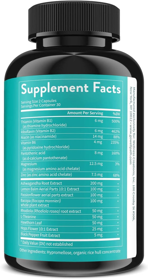 Wellpath Zen Stress Relief Supplement + Mood Support (180 Ct) Calm Stress & Energy Aid Ashwagandha Root Rhodiola Rosea L-Theanine Lemon Balm Herbal Capsules