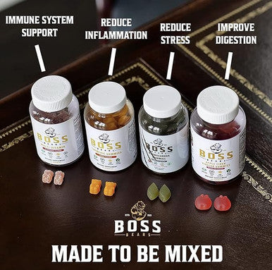 Boss Bears Ashwagandha Gummies, Chewy Strawberry, Improve Mood, 1500 mg per Serving, Gluten Free (30 Servings, Strawberry Flavor)