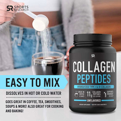 Sports Research Collagen Peptides 32oz Digestive Enzymes 90ct Bundle