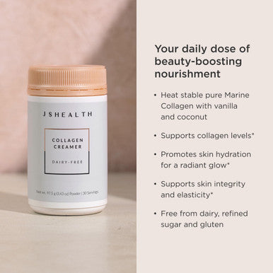 JSHealth Collagen Creamer - Vanilla Collagen Creamer For Coffee - Dairy Free Healthy Coffee Creamer, 30 Servings Of Marine Collagen Peptides