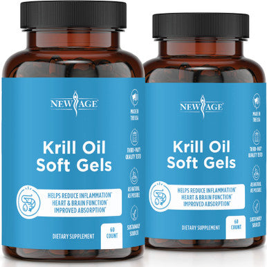 Antarctic Krill Oil 1000mg with Astaxanthin - 2 Pack - 120 Caps Omega 3 6 9 - EPA DHA - 100% Purified, Mercury Free and Wild Caught - Non GMO - Gluten Free - Pure Krill Oil by New Age