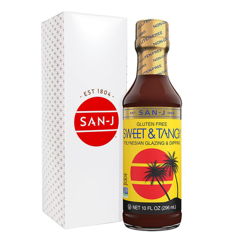 San-J - Spice of Life Variety Pack- Teriyaki, Orange Sauce, Szechuan, Thai Peanut - All Gluten Free Cooking Sauces - Non-GMO - 10 oz. Bottles - 4 Pack