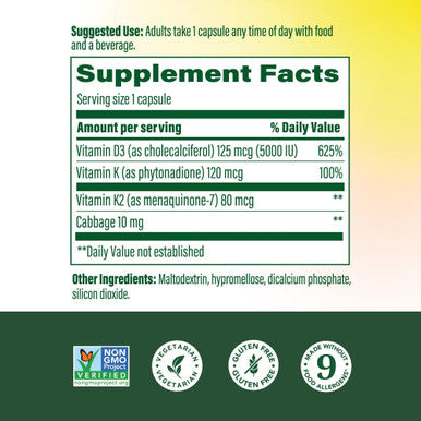 MegaFood Vitamin D3 5000 Iu (125 Mcg) - Vegetarian Vitamin D Supplements With Vitamin D3 K2 Supports Bones Teeth Muscles & Immune Health Certified Non-Gmo - 120 Mini Capsules