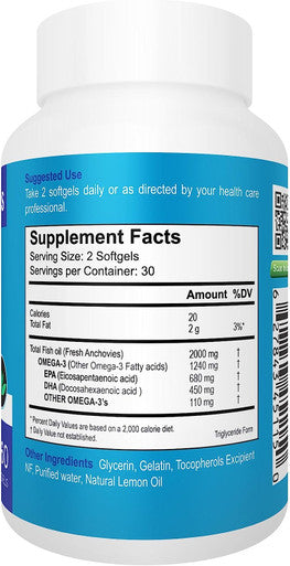 Fish Oil | High DHA/EPA | Lowest Mercury | Triglyceride Form | Lemon