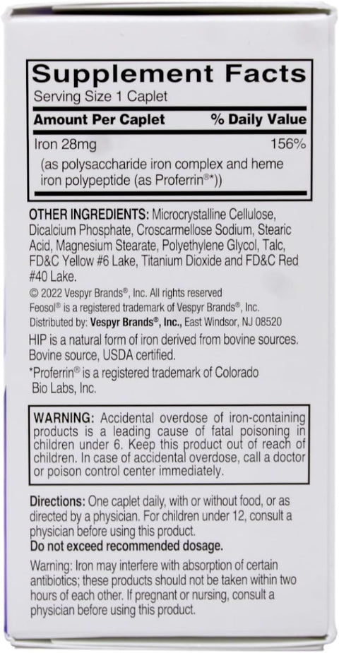 Feosol Bifera Hip & Pic Iron Supplement Complete - 30 Caplets Pack Of 3
