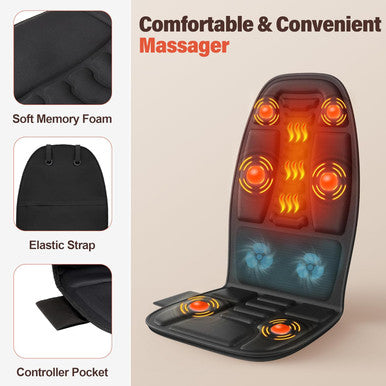 Back Massager With Heat, Massage Chair Pad For Pain Relief Deep Tissue, Portable Massage Seat Cushion For Home Office Use, Gifts For Men Women