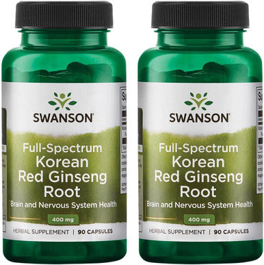 Swanson Full-Spectrum Korean Red Ginseng Root 400 Milligrams 90 Capsules (2 Pack)