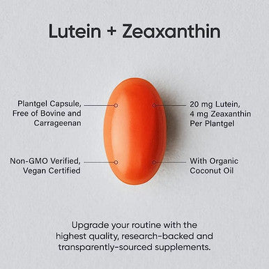 Vegan Lutein Zeaxanthin 20mg with Organic Coconut Oil for Better Absorption Supports Vision Eye Health The ONLY Vegan NonGMO Verified Lutein Available 120 Softgels