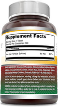 Amazing Nutrition Formulas Iron as Ferrous Sulfate Supplement | 65 Mg | 240 Tablets | Non-GMO | Gluten | Made in USA
