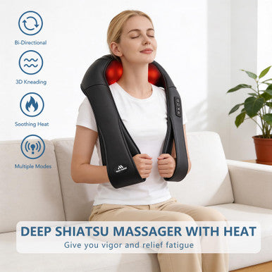 Magicmakers Neck Massager For Pain Relief Deep Tissue With Heat - Shiatsu Back And Shoulder Massage Mothers Day s For Mom Wife Women Her Dad Men Him Christmas Fathers Day Plug-In Use For Home Office Car