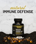 Black Seed Oil Capsules 100% Cold Pressed - Immune Support, Detox Aid, Inflammation Relief, Skin, Hair & Joint Health - Organic Black Cumin Seed, High Potency Nigella Sativa (90 Softgel Capsules)