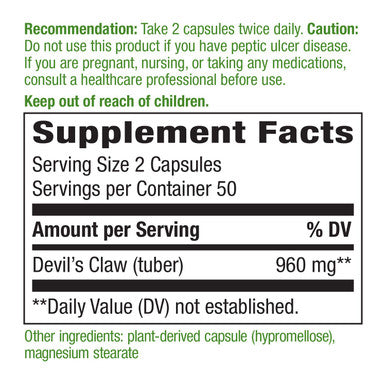 Nature'S Way Devil S Claw Secondary Root 480 Mg 100 Vcaps