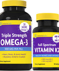 Innovix Labs Vitamin K2 & Triple Omega Bundle Full Spectrum Vitamin K2 (90 Softgels) Triple Strength Omega-3 Fish Oil (200 Softgels). Supports Healthy Bones Arteries And Joints. *